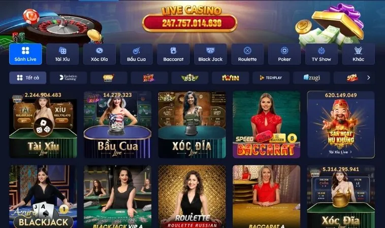 Sảnh Casino Online Go88 thiết kế giao diện đẹp, chuyên nghiệp